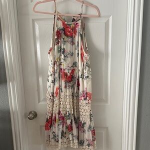 Anthropologie Cream Floral Midi Dress
